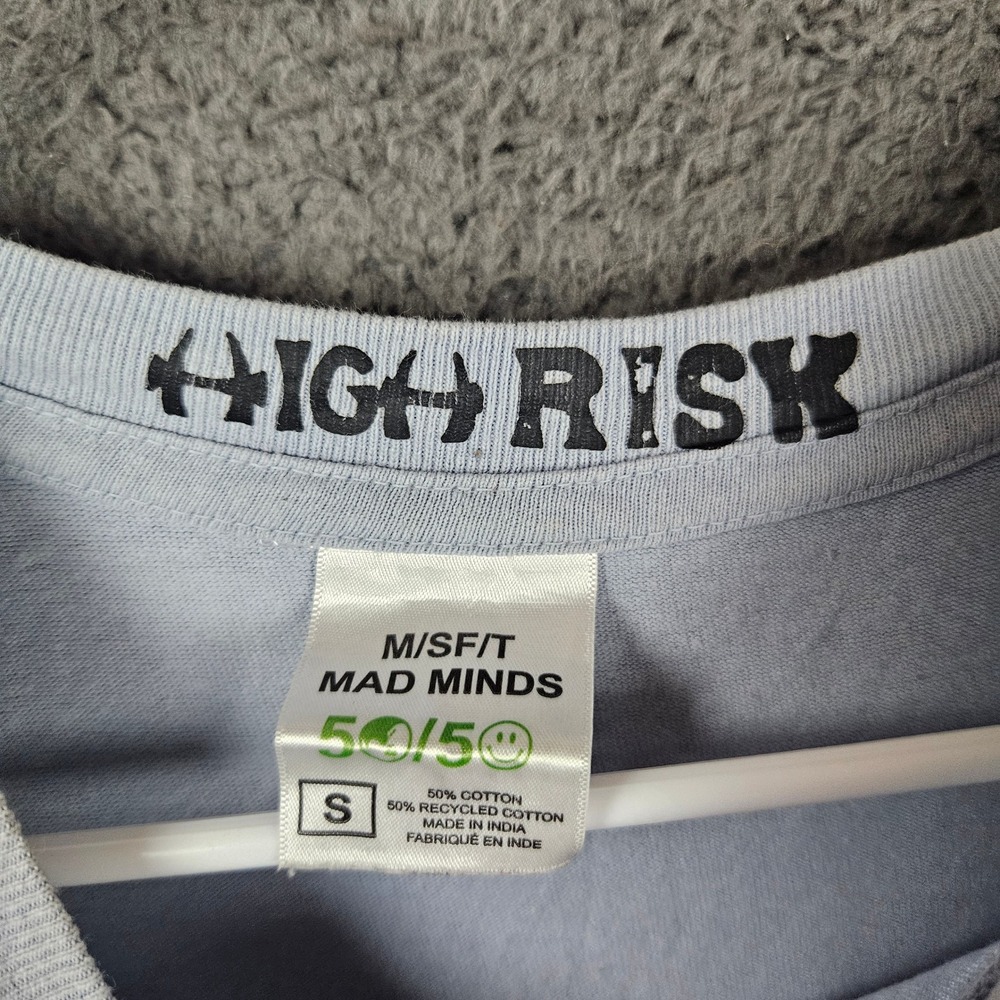 M/SF/T Mad Minds High Risk Graphic T-Shirt Small Cotton Blend Light Blue - Picture 6 of 10